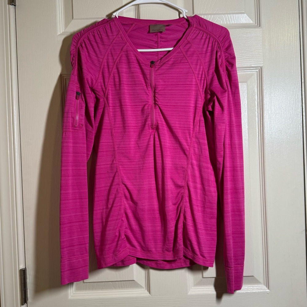 Athleta Pacifica UPF 50 Pink 1/2 Zip Long Sleeve Pullover Workout Swim Top Sz M - Picture 2 of 12